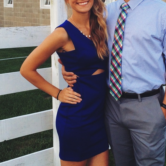 Blue cutout dress Sz S - Picture 5 of 5